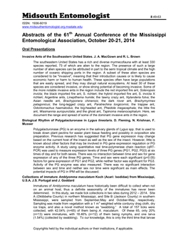 Midsouth Entomologist 8:49-63 ISSN: 1936-6019