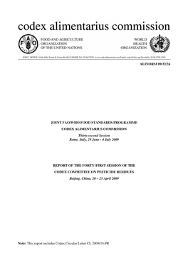 Alinorm 09/32/24 Joint Fao/Who Food Standards Programme Codex