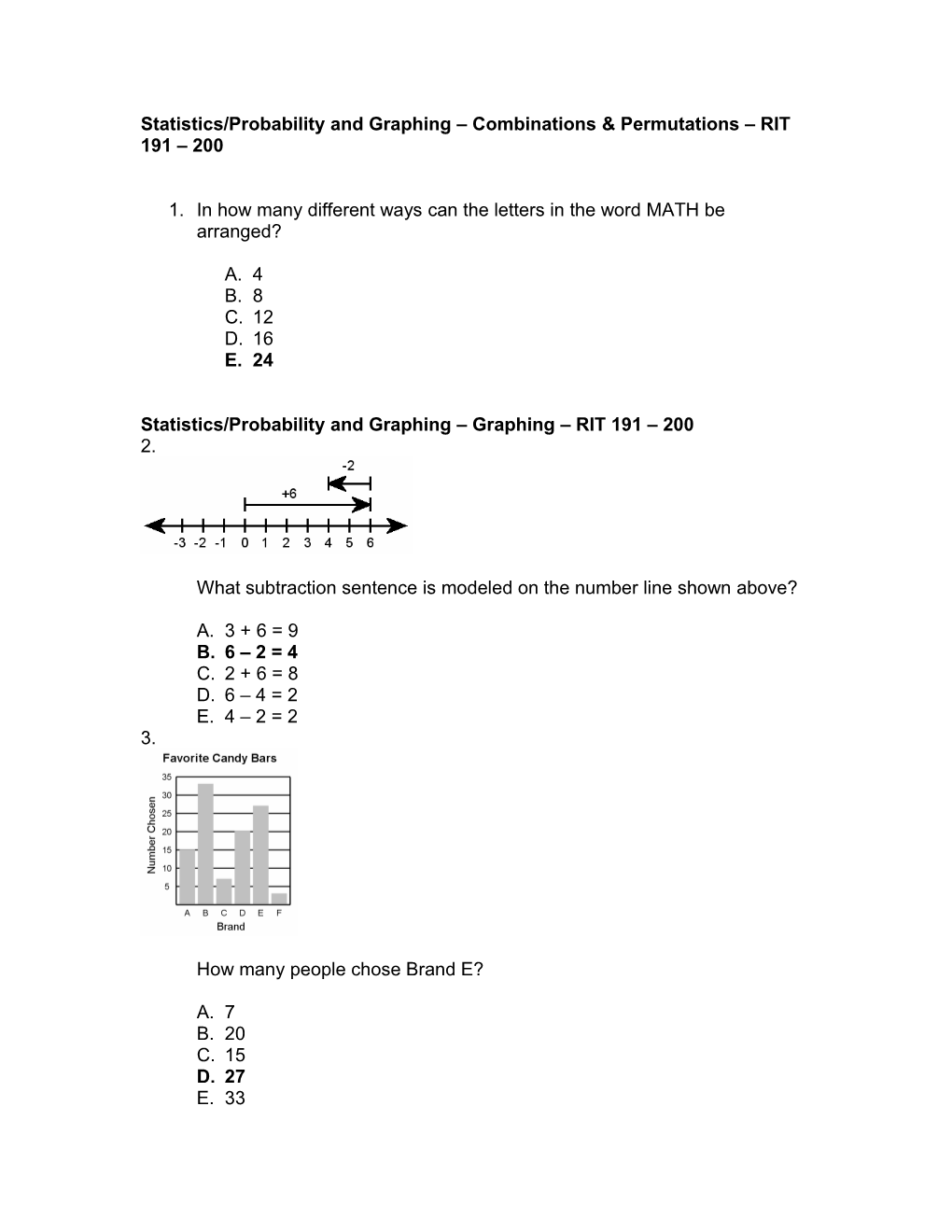 Statistics/Probability and Graphing Combinations & Permutations RIT 191 200