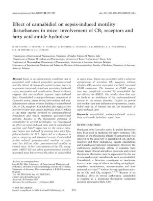 Involvement of CB1 Receptors and Fatty Acid Amide Hydrolase