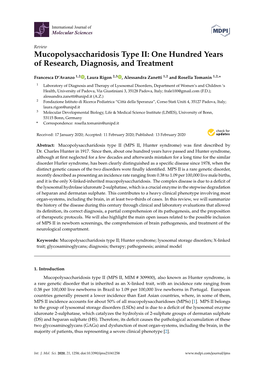 Mucopolysaccharidosis Type II: One Hundred Years of Research, Diagnosis, and Treatment