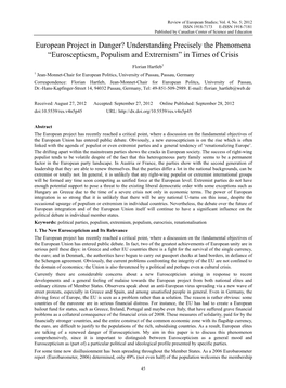 Euroscepticsm, Populism and Extremism” in Times of Crisis