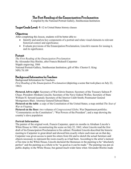 The First Reading of the Emancipation Proclamation Compiled by the National Portrait Gallery, Smithsonian Institution