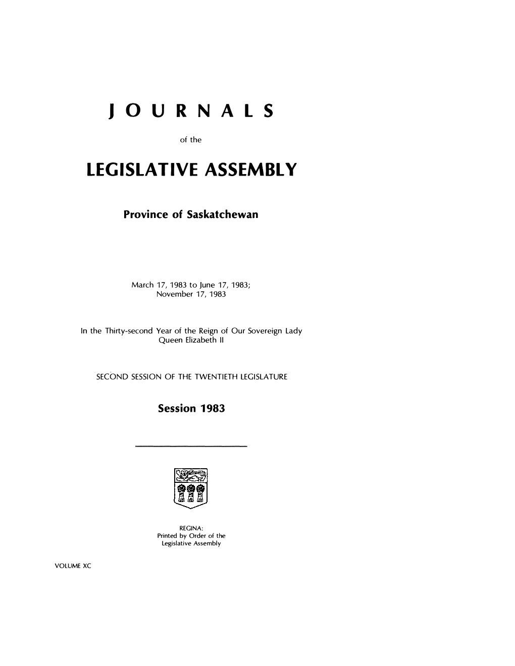 Journals Legislative Assembly