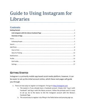 Guide to Using Instagram for Libraries