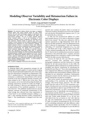 Modeling Observer Variability and Metamerism Failure in Electronic Color Displays David L