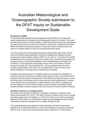 Australian Meteorological and Oceanographic Society Submission to the DFAT Inquiry on Sustainable Development Goals