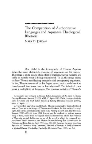 The Competition of Authoritative Languages and Aquinas's Theological Rhetoric MARK D