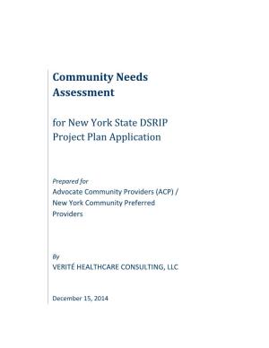 Community Needs Assessment for New York State DSRIP Project Plan