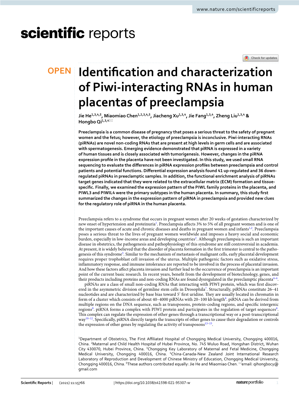 Identification and Characterization of Piwi-Interacting Rnas in Human