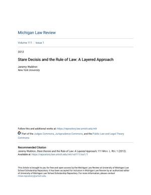 Stare Decisis and the Rule of Law: a Layered Approach