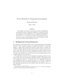 Lower Bounds for Subgraph Isomorphism