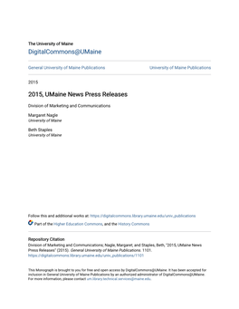 2015, Umaine News Press Releases
