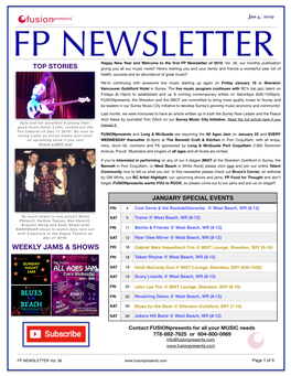 FP Newsletterhappy New Year and Welcome to the ﬁrst FP Newsletter of 2019, Vol