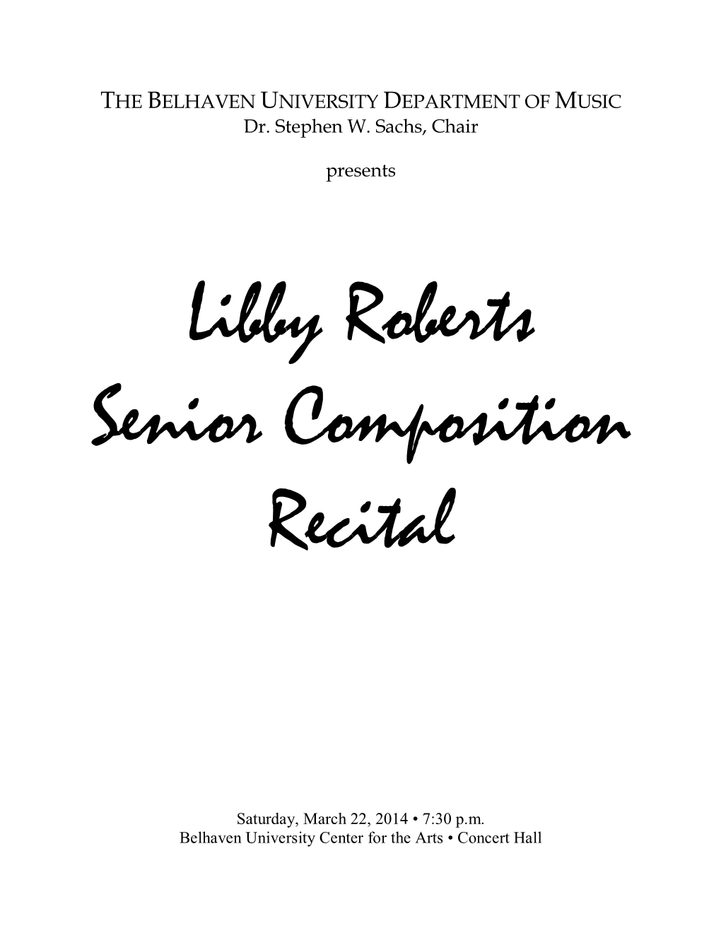 Libby Roberts Senior Composition Recital