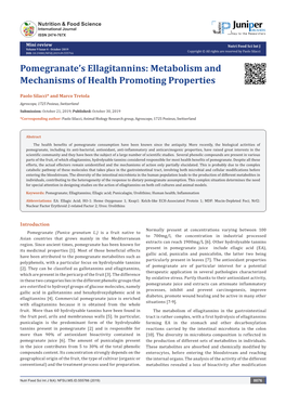 Pomegranate's Ellagitannins: Metabolism and Mechanisms Of