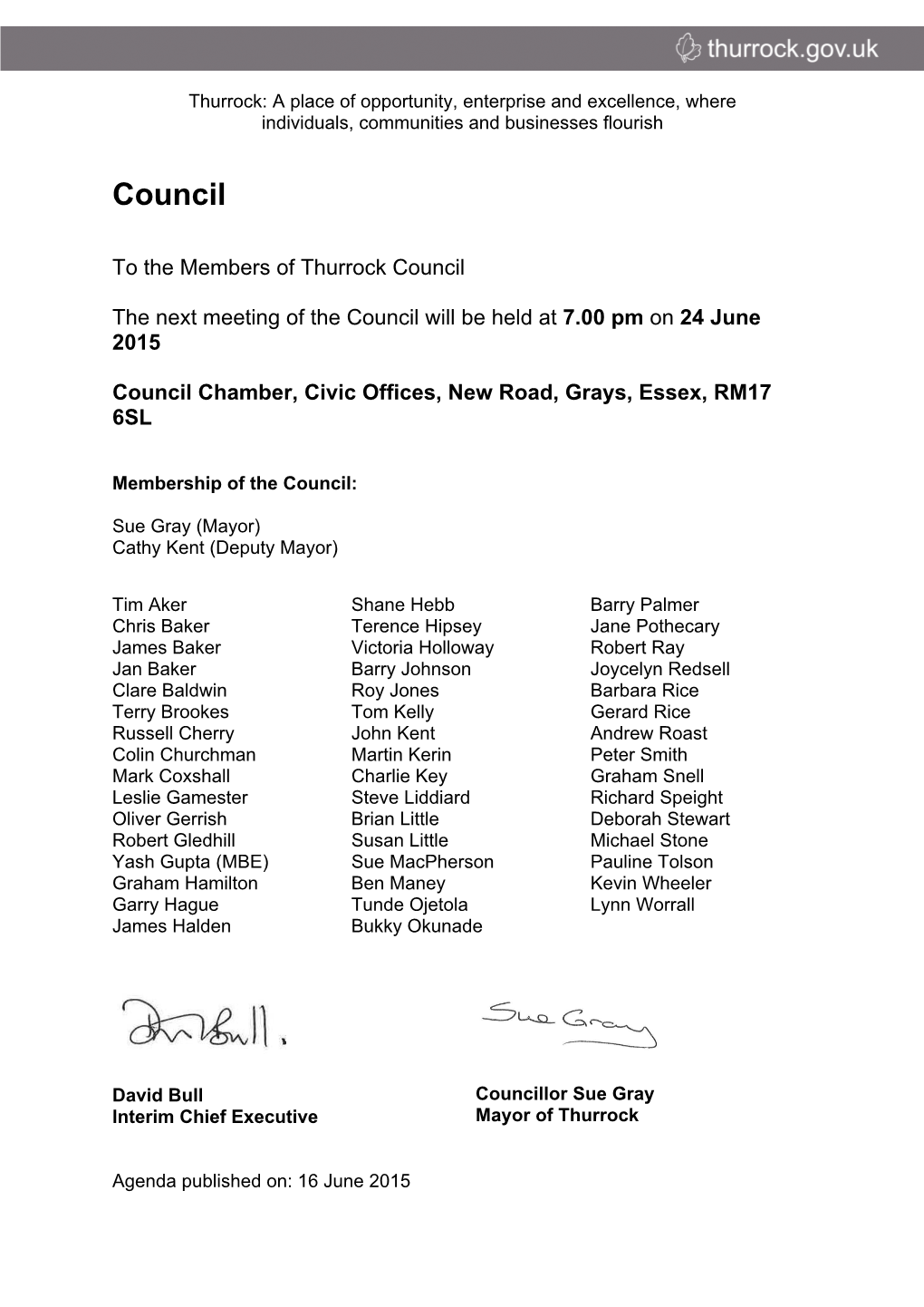 (Public Pack)Agenda Document for Council, 24/06/2015 19:00