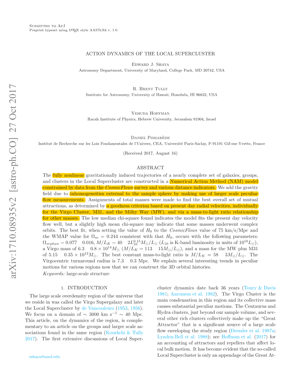 Arxiv:1710.08935V2 [Astro-Ph.CO] 27 Oct 2017