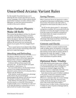 Unearthed Arcana: Variant Rules