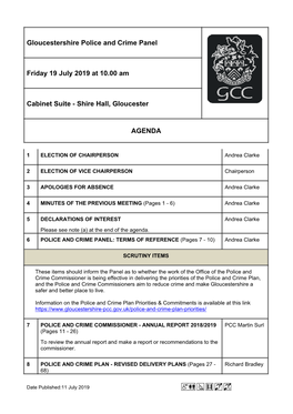 Agenda Document for Gloucestershire Police and Crime Panel, 19/07