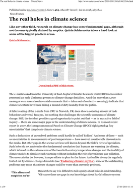 The Real Holes in Climate Science : Nature News