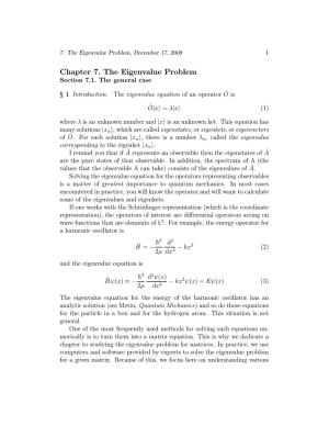 Chapter 7. the Eigenvalue Problem Section 7.1