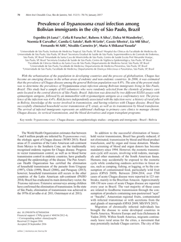 Prevalence of Trypanosoma Cruzi Infection Among Bolivian Immigrants in the City of São Paulo, Brazil