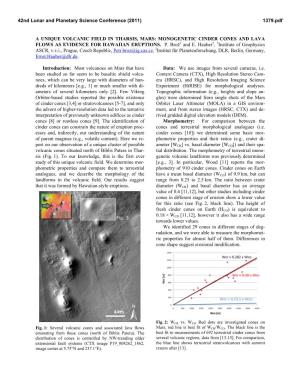 A Unique Volcanic Field in Tharsis, Mars: Monogenetic Cinder Cones and Lava Flows As Evidence for Hawaiian Eruptions