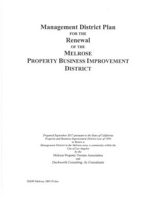 Management District Plan Renewal