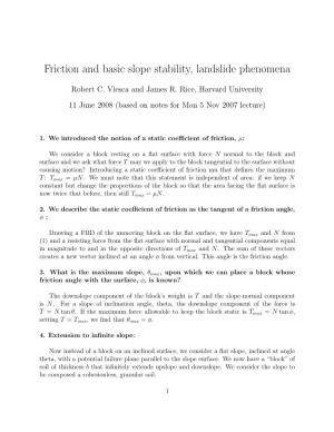 Friction and Basic Slope Stability, Landslide Phenomena