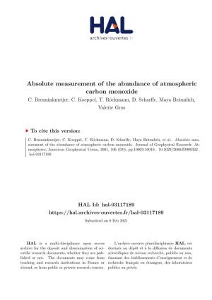 Absolute Measurement of the Abundance of Atmospheric Carbon Monoxide C