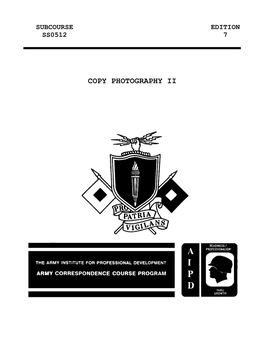 Copy Photography Ii Us Army Still Photographic Specialist Mos 84B Skill Level 1