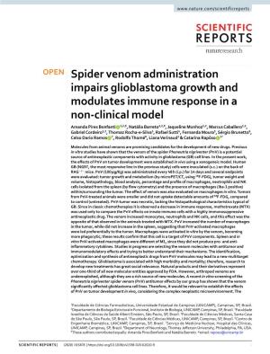 Spider Venom Administration Impairs Glioblastoma Growth and Modulates