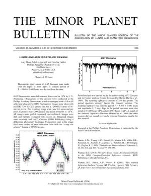The Minor Planet Bulletin