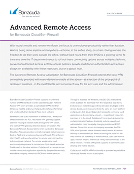 Advanced Remote Access for Barracuda Cloudgen Firewall
