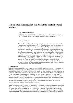 Helium Abundance in Giant Planets and the Local Interstellar Medium