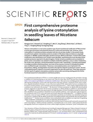 First Comprehensive Proteome Analysis of Lysine Crotonylation In