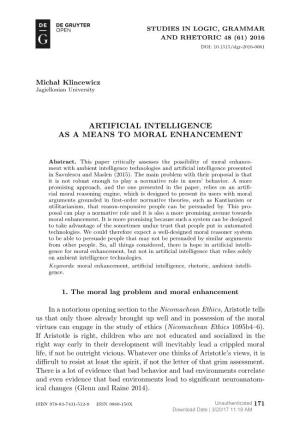 Artificial Intelligence As a Means to Moral Enhancement