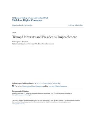 Trump University and Presidential Impeachment Christopher L
