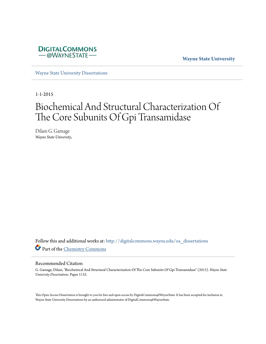 Biochemical and Structural Characterization of the Core Subunits of Gpi Transamidase
