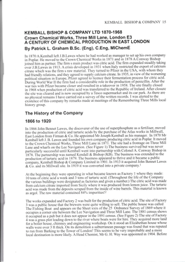 Kemball Bishop & Company Ltd 1870-1968. Crown Chemical Works, Three Mill Lane, London E3. A