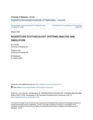 Rodenticide Ecotoxicology: Systems Analysis and Simulation