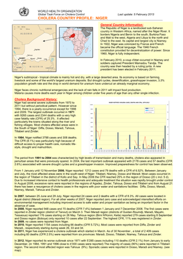 Cholera Country Profile: Niger