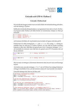 DD1320: Unicode Och UTF-8 I Python 2