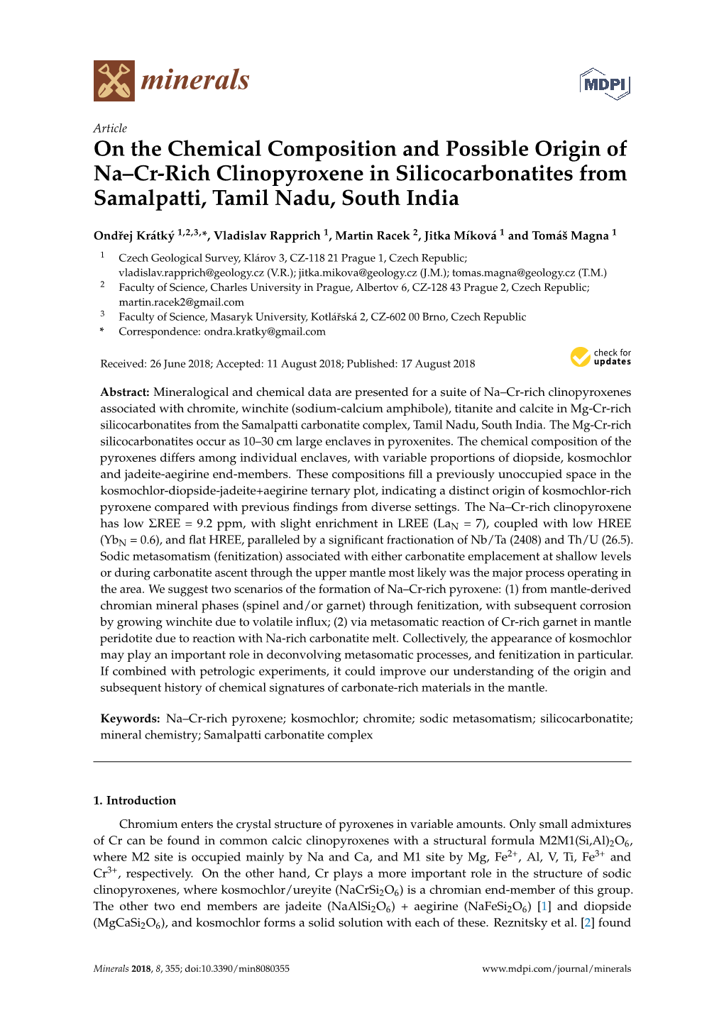 On the Chemical Composition and Possible Origin of Na–Cr-Rich Clinopyroxene in Silicocarbonatites from Samalpatti, Tamil Nadu, South India