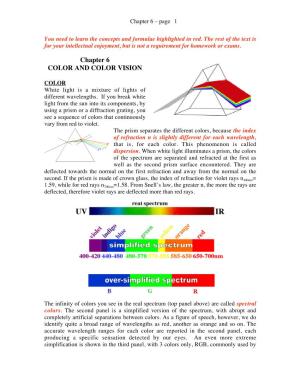 Chapter 6 COLOR and COLOR VISION