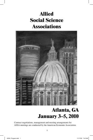 Allied Social Science Associations Atlanta, GA January 3–5, 2010