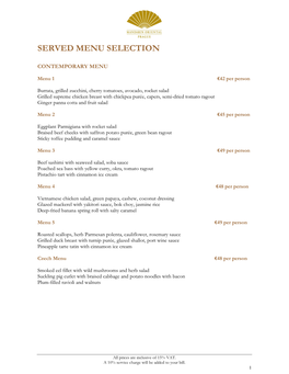 Served Menu Selection