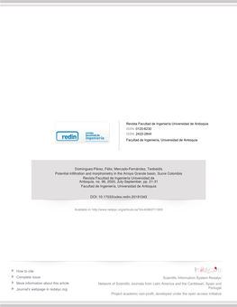 Potential Infiltration and Morphometry in the Arroyo Grande Basin, Sucre Colombia Revista Facultad De Ingeniería Universidad De Antioquia, No