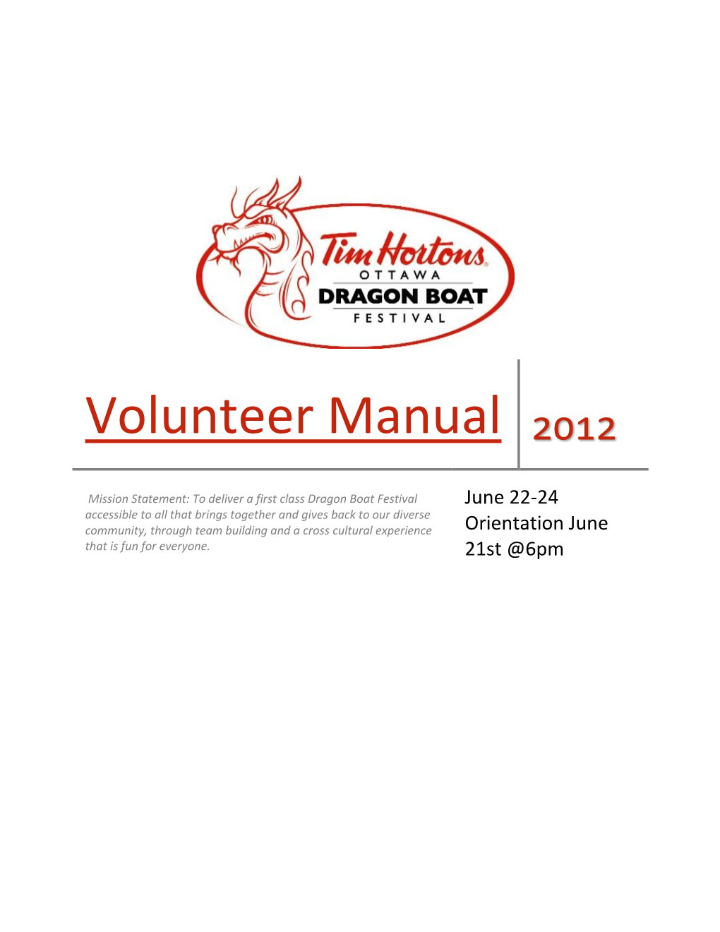 Volunteer Manual 2012